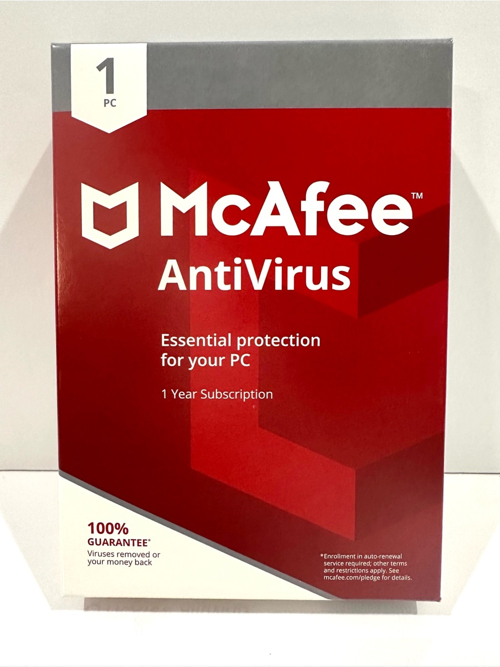 New Sealed McAfee AntiVirus Software 1PC 1 Year Windows 10, 8.1, 8, 7 Protection